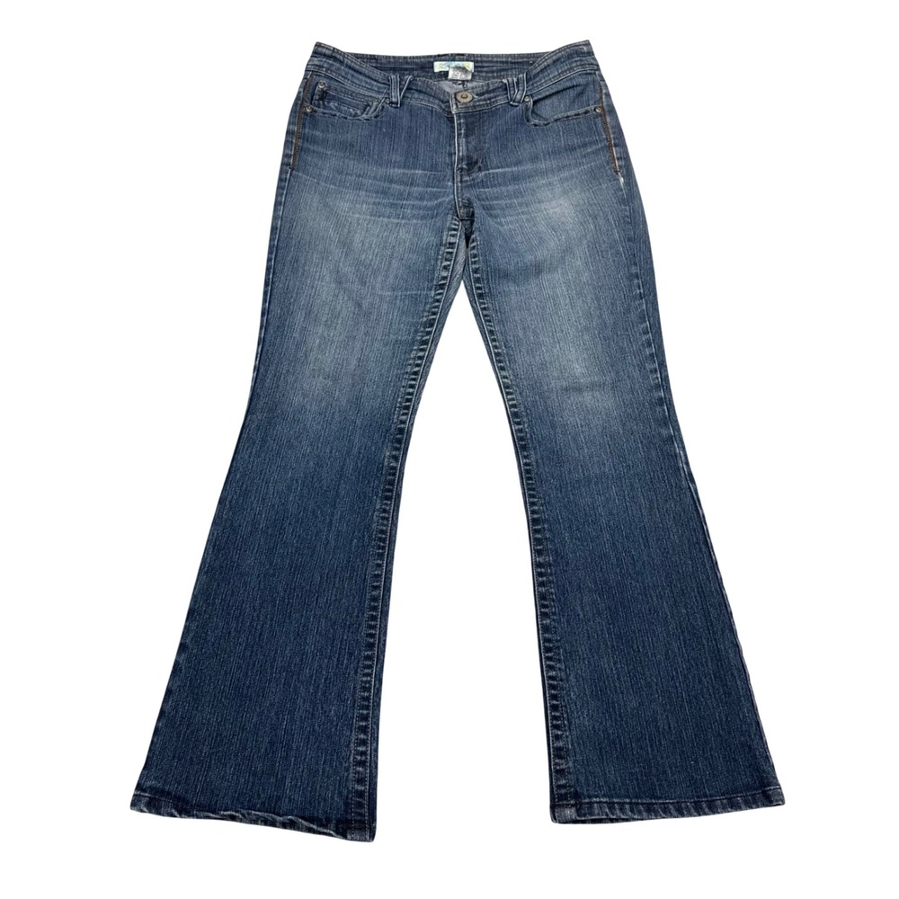 Z Cavaricci Womens Size 8 Blue Medium Wash Embroidered Bootcut Jeans Y2K Style